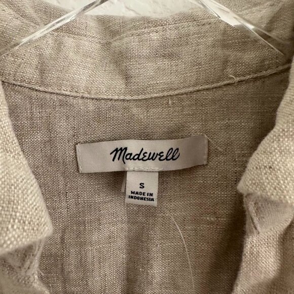 Madewell V-Neck Mini Dress in 100% Linen in Natural Undyed - Picture 6 of 9